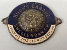 Vintage car dealership St Christopher enamel badge for Hocks Garage Swellendam C.P approximately 5