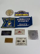 Veteran motor vehicle rally badges and a pennant from the 1960s and 70s to include 50 yr Nurburgring