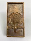 Vintage commercial vehicle radiator badge in bronze for Elephant motors ltd, with back plate