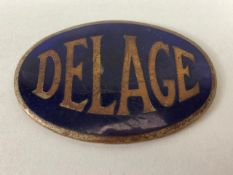 Delage cars, Oval brass and Enamel grill plaque for Delage cars approximately 8cm across