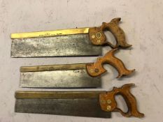 Three Brass backed Woodworking saws