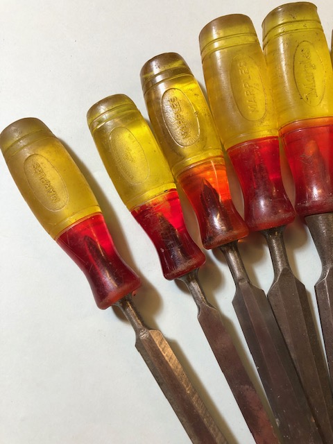 Eleven MARPLES jelly handled chisels - Image 4 of 6