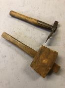Roofing hammer and wooden mallet