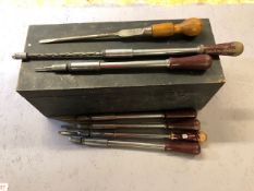 Box of Yankee and wooden handled screw drivers