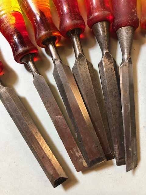 Eleven MARPLES jelly handled chisels - Image 5 of 6
