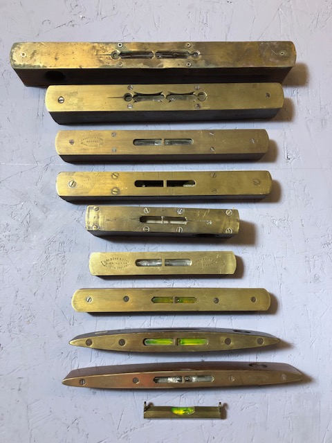 Collection of 10 Brass Spirit Levels