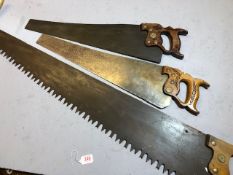 Collection of three woodworking Rip saws
