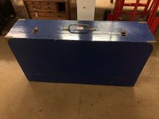 Large Brass bound tool chest with internal compartments and drawers approx 91 x 23 x 48cm