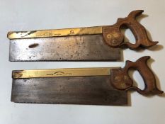 2 x brass backed tenon saws