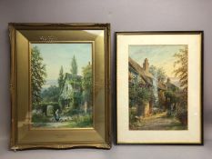 ALBERT DUNINGTON (British,1860-1928), two framed watercolours: 'Cottages at Rostherne, Cheshire',