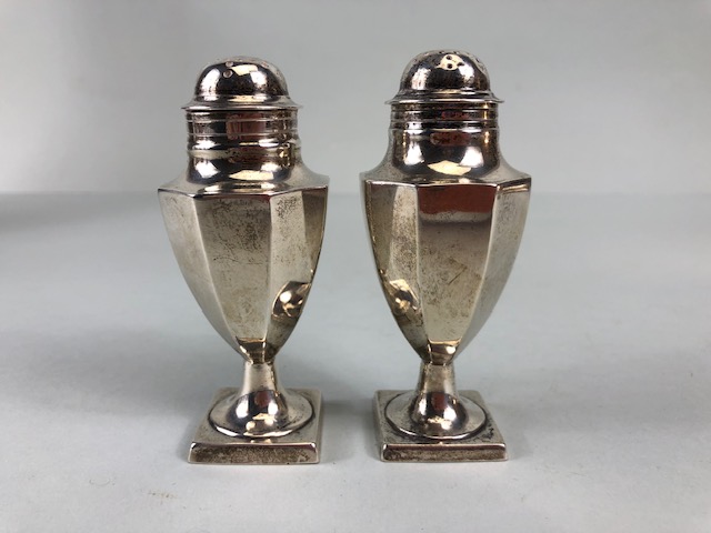 Antique English Hallmarked silver, Two Neo classical urn shaped pounces, each approximately 9cm high - Image 2 of 11