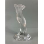 Lalique, modern Lalique frosted glass figure of a Naked female partially reclined against a rock,