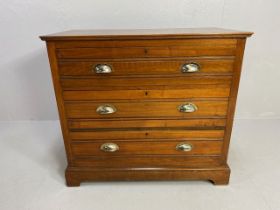 Antique furniture, Early 20th Century chest of drawers, run of 3 drawers with reeded decoration to