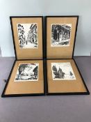 D HOPE FAULKNER, a set of four framed woodblock prints of Malaysian scenes, signed lower left