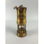 Minors Lamp, !/4 sized Welsh miners Lamp in brass , name plate for E Thomas Williams Ltd Cambrian No