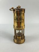 Minors Lamp, !/4 sized Welsh miners Lamp in brass , name plate for E Thomas Williams Ltd Cambrian No