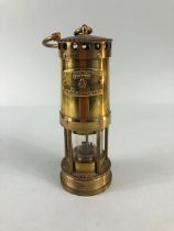 Minors Lamp, !/4 sized Welsh miners Lamp in brass , name plate for E Thomas Williams Ltd Cambrian No