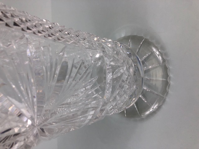 Cut Glass, large cut glass bouquet vase approximately 32cm high (some chips to rim) - Image 6 of 7