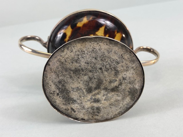 Antique English Silver pin dish shaped as an urn, faux tortoise shell bowl silver inlaid - Image 6 of 6