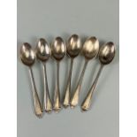 Set of six hallmarked silver spoons hallmarked for Sheffield by maker Eugene Leclere (total weight