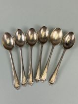 Set of six hallmarked silver spoons hallmarked for Sheffield by maker Eugene Leclere (total weight