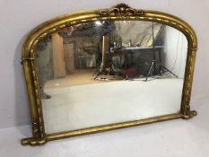 Mirror, modern 19th century style gilt framed overmantel mirror approximately 122 x 85cm