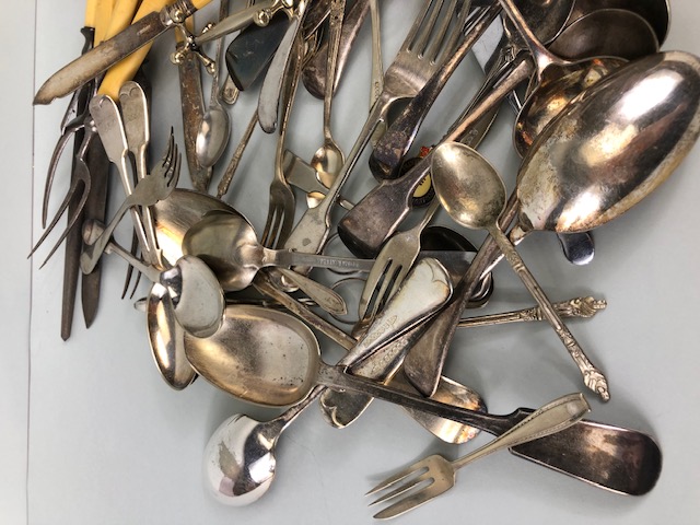 Silver plated, EPNS, and Nickle cutlery , a quantity of spoons, forks, knives, ladles and other - Image 2 of 6
