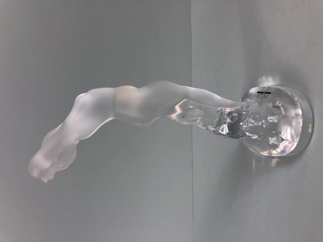 Lalique, modern Lalique frosted glass figure of a Naked female partially reclined against a rock, - Image 3 of 7