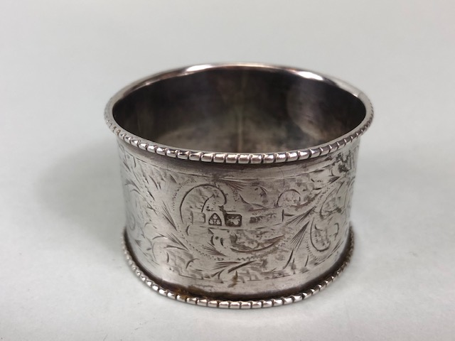 Antique Silver, 2 English hallmarked napkin rings, 2 hallmarked tea spoons, hallmarked openwork - Image 9 of 16