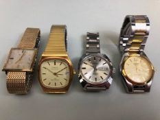 Vintage watches, Four retro watches being a S/S Montine Swiss automatic bracelet , 2 colour Casio