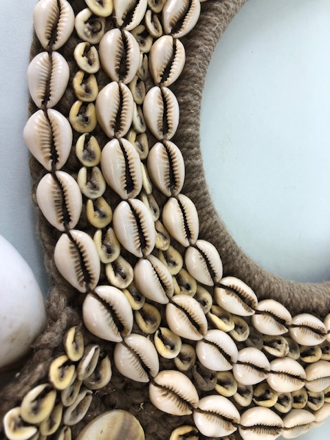 Tribal interest, a New Guinea style woven chest ornament decorated with Cowrie shells, abalone discs - Image 8 of 12