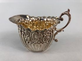 Silver hallmarked creamer for Birmingham with gilt interior by maker Florence Warden approx 7cm