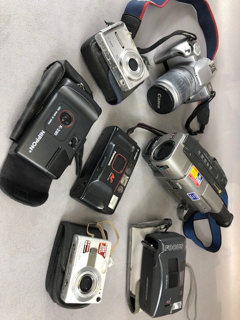 Vintage camera, photographic equipment, to include, Canon EOS 300v, Panasonic,C-420AF, Nippon K-220,