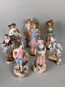 Antique porcelain, collection of continental glazed and unglazed figures in Italian and German