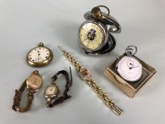 Vintage watches and a pocket barometer, to include Timex, Geneva, Sperina, Smiths, junior stopwatch,