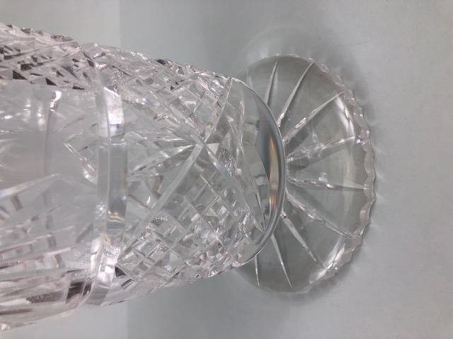 Cut Glass, large cut glass bouquet vase approximately 32cm high (some chips to rim) - Image 2 of 7