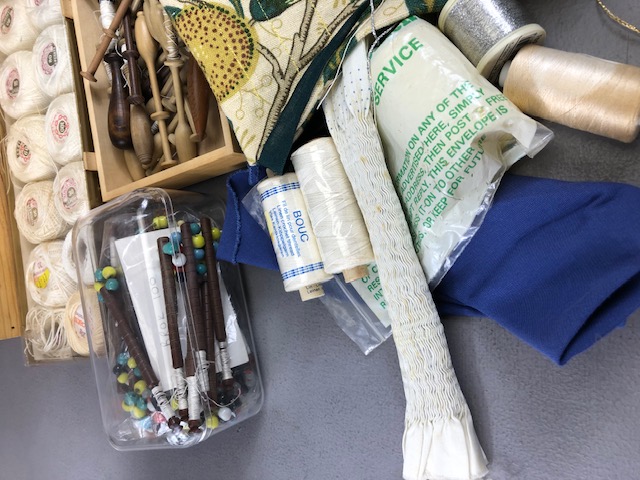 Lace Making , a quantity of lacemaking Equipment comprising of many bobbins with beads, thread - Image 3 of 7