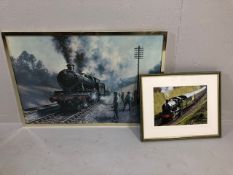 Vintage railway interest, a framed photograph of Paignton steam railway showing GWR Train,
