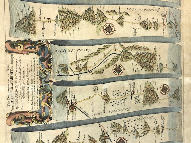 Antique Map, of The Road from Chester to Cardiff by Master Map Maker John Ogilby (1600-1667) Map - Image 4 of 13