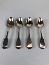 Four Silver hallmarked dessert spoons hallmarked for Exeter by maker John Stone approx 17cm in