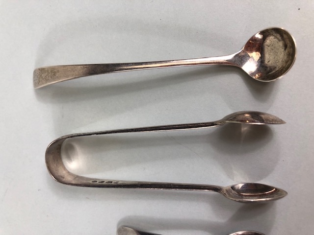 Collection of hallmarked silver spoons, sugar nips, salt spoons etc total eight pieces - Image 6 of 22