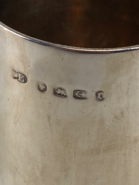 Antique English hallmarked silver Tankard Birmingham 1887, initials engraved to front, approximately - Image 5 of 8