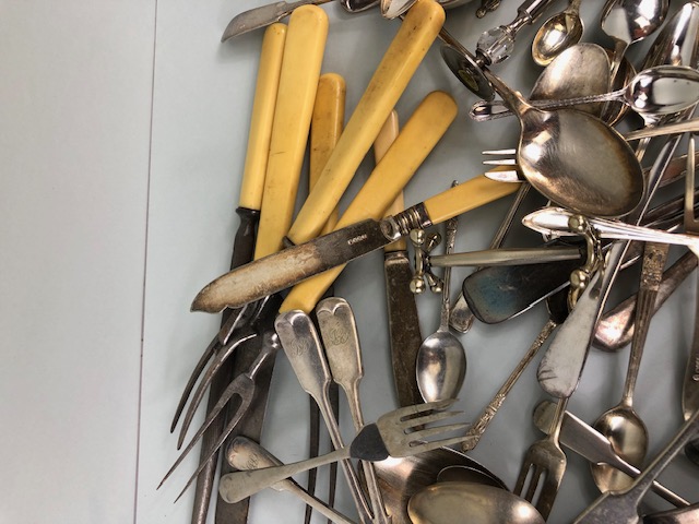 Silver plated, EPNS, and Nickle cutlery , a quantity of spoons, forks, knives, ladles and other - Image 3 of 6
