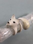 Costume jewellery, Three Part Mary Lou enamel Snow White Fox Ring, comprising of head, paws, tail.