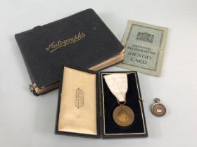 Militaria interest, WW1, Red Cross war service medal 1914-1918 in case silver hallmarked watch chain