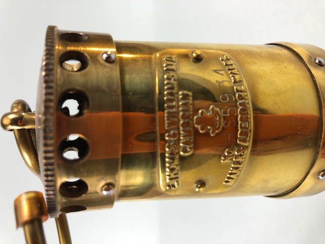 Minors Lamp, !/4 sized Welsh miners Lamp in brass , name plate for E Thomas Williams Ltd Cambrian No - Image 3 of 5