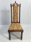 Antique Furniture, 19th century gothic revival side or hall chair, padded back panel and seat pad re