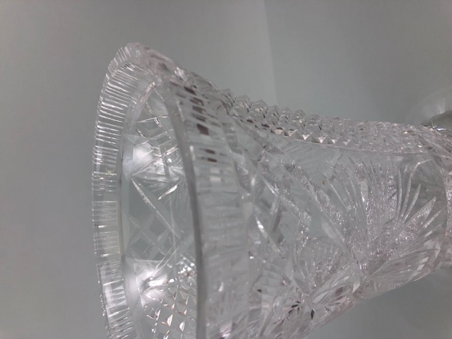 Cut Glass, large cut glass bouquet vase approximately 32cm high (some chips to rim) - Image 5 of 7