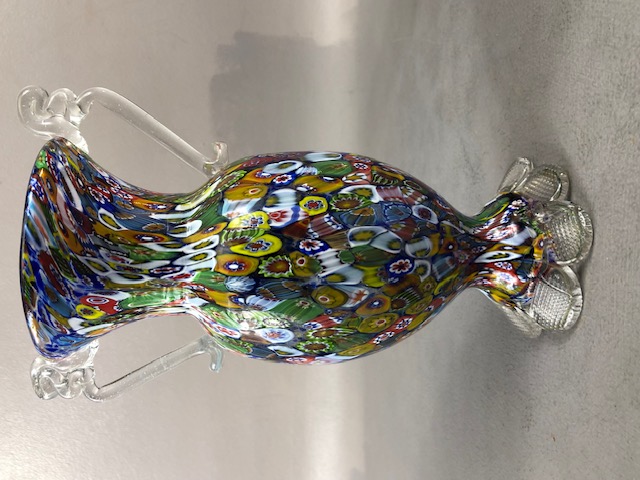 Murano Glass, vintage Millefiori vase of classical form approximately 21cm high a glass clown - Image 5 of 10