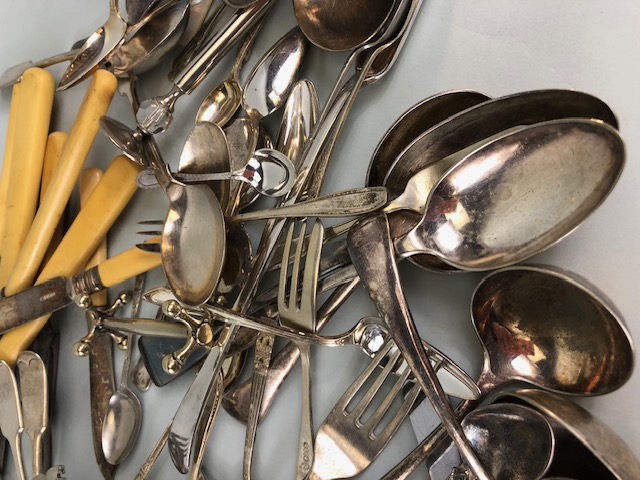 Silver plated, EPNS, and Nickle cutlery , a quantity of spoons, forks, knives, ladles and other - Image 6 of 6
